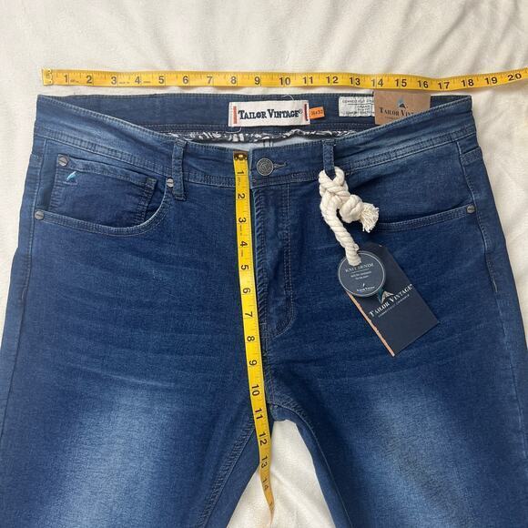 Tailor Vintage Mens Canaan Slim Fit Comfort Stretch Waist Denim Jeans Size 36x32 - Picture 5 of 11